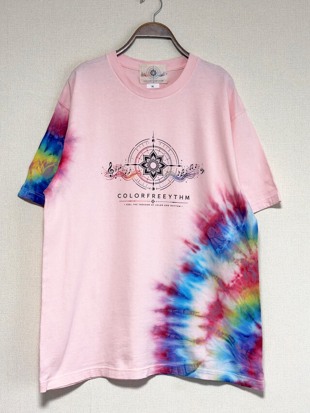 タイダイ Tシャツ XLサイズ ピンク×カラフル COLORFREEYTHM HD26-62