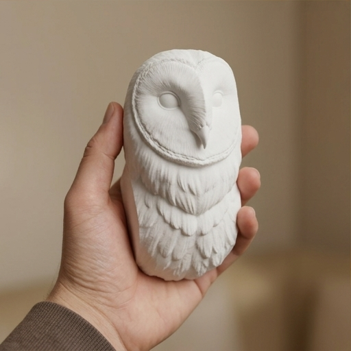 メンフクロウの壁掛けレリーフ 3Dプリント 白PLA インテリア | iichi