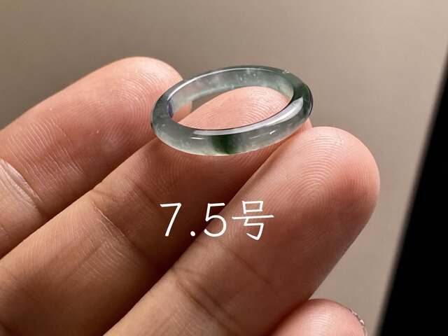 L18-219 ピンキーリング 氷種 薄青緑・森緑 7.5号 グアテマラ産 A貨 本