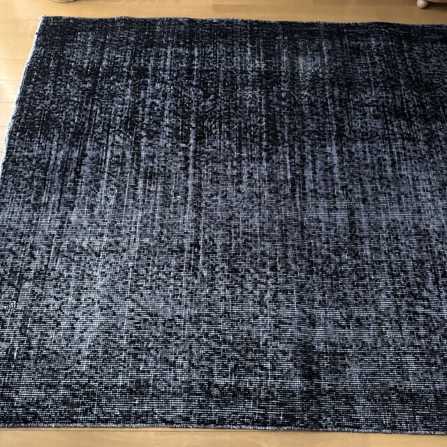 107×206 ブラックオーバーダイ ワンカラーラグ トルコヴィンテージラグ