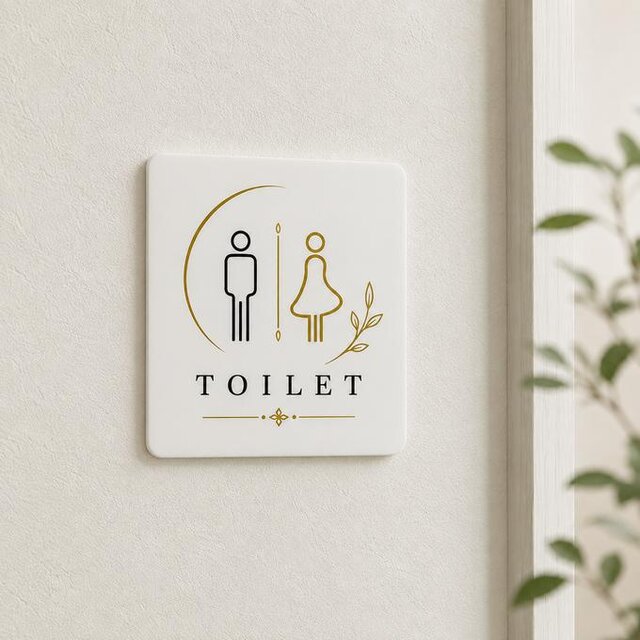 送料無料】TOILET リーフデザイン サインプレート トイレサイン 男女