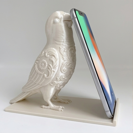 インコ（オキナインコ）のスマホスタンド 卓上 シルクホワイト | iichi