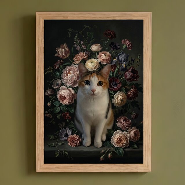 原画・油絵】ねこ｜F3キャンバス｜2025年制作｜一点物｜額装イメージあり