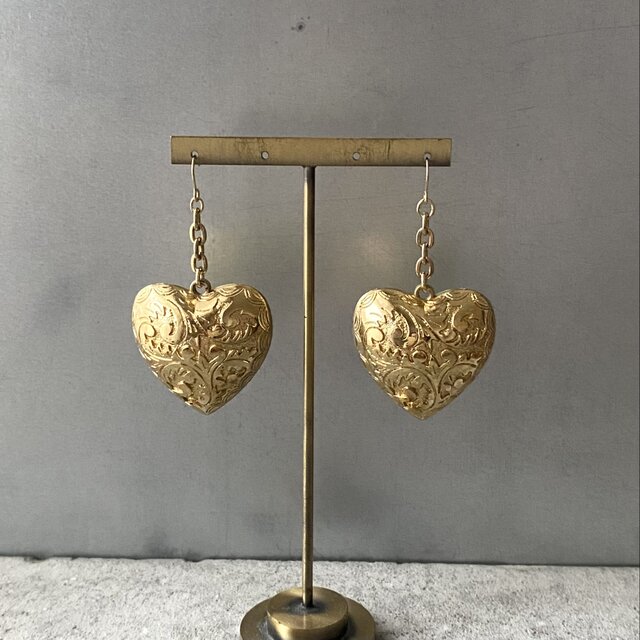 Vintage 80s-90s USA retro botanical big heart pierce | iichi 日々