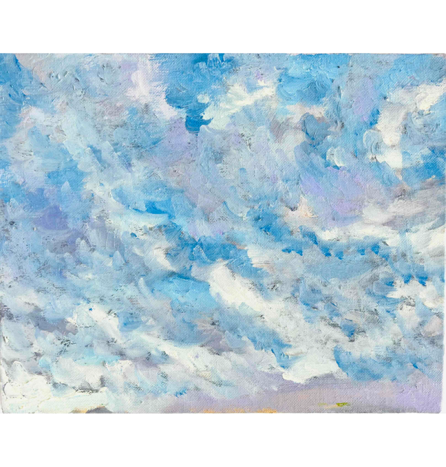原画 油彩「 朝の空 20260820」絵画・F3（22×27㎝）アート・キャンバス