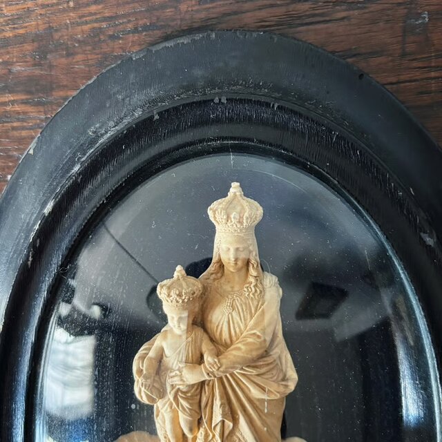フランスアンティーク　RAGONEAU　繊細・精巧なメダイヨン　聖母マリア　彫刻 フランスアンティーク RAGONEAU 繊細・精巧なメダイヨン 聖母マリア