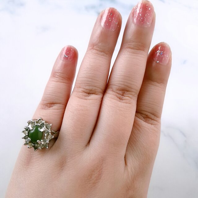 Uncas》 faux jade clear rhinestone アンカス ヴィンテージリング 14 Uncas》 faux jade clear rhinestone アンカス ヴィンテージリング 14
