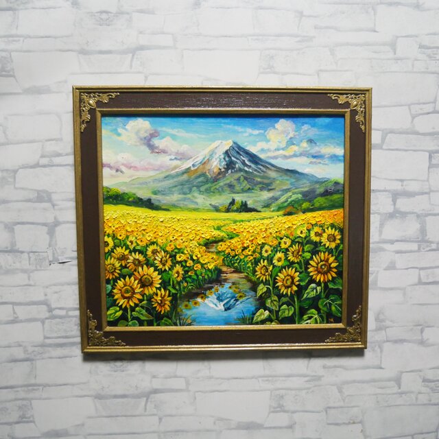油彩画 渓谷風景 原画 中古 額装済み 油彩画 渓谷風景 原画 中古 額装