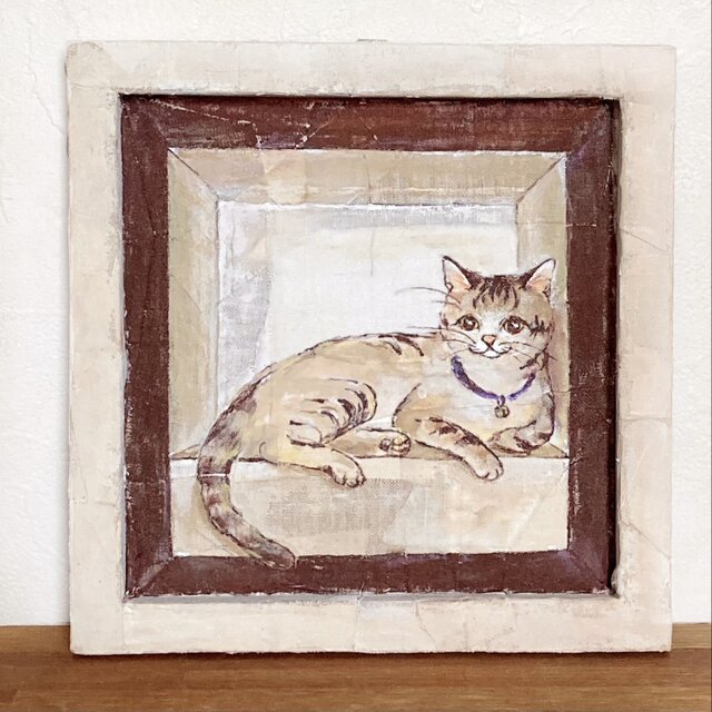 絵画 コラージュアート 猫 コラージュ 写真 モナリザ 猫アート 90年代