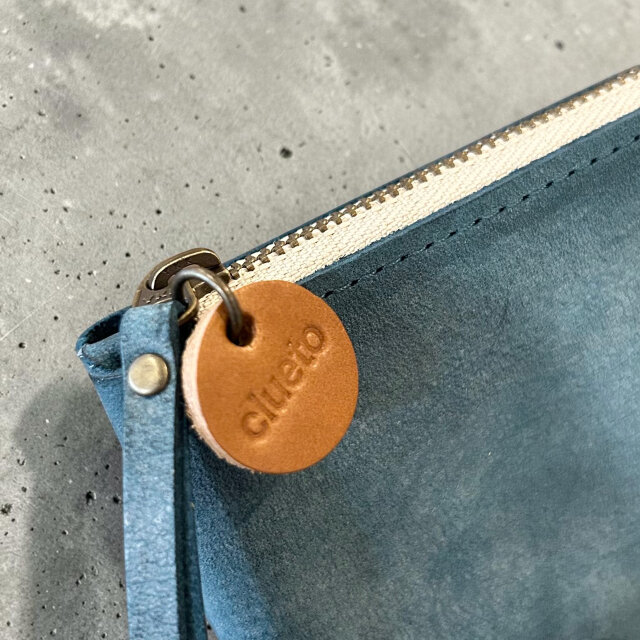 アラスカレザー サンドグレー ターコイズ ミニ財布 ハンドメイド ミニ財布】片手にすっぽり馴染む上質イタリアンレザー（アラスカ