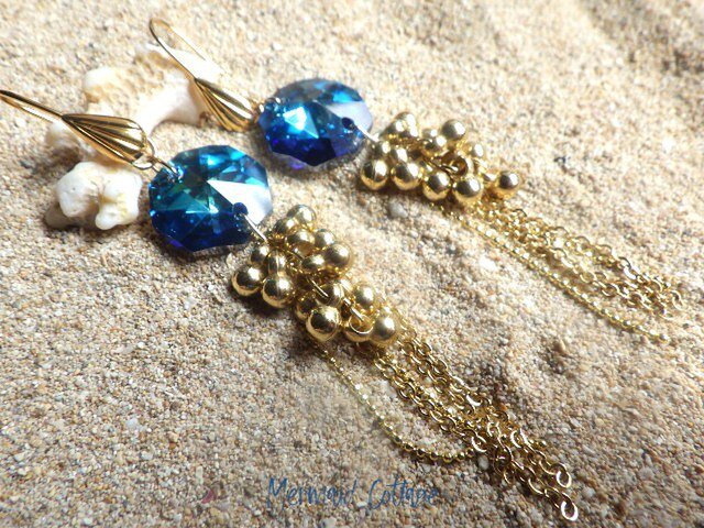 Bermuda Blue Jellyfish＊ クリスタルガラスとシャラシャラフリンジの