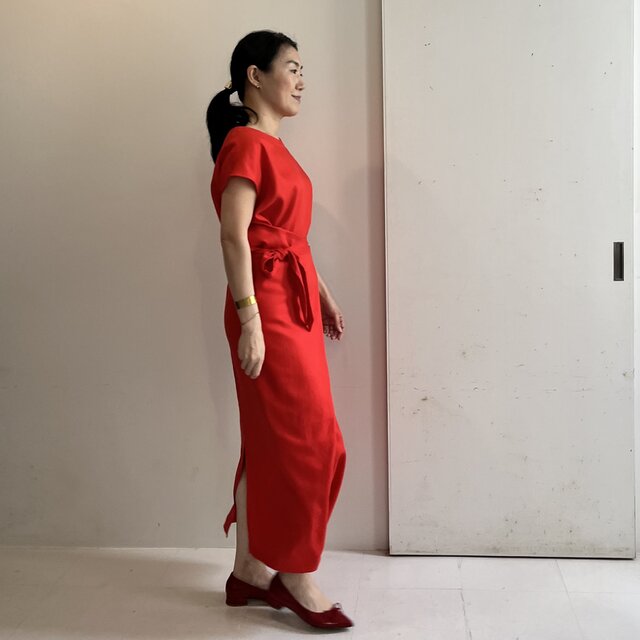 美品♡YOKANGアシンメトリーワンピース レッド アシンメトリーラップワンピース(レッド) | iichi 日々の暮らしを