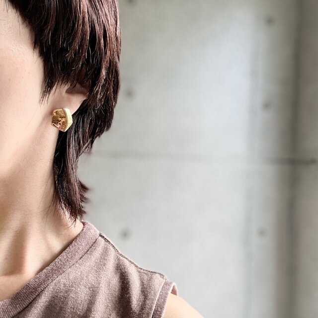 Gw ピアス　㊸ P842-ヴィンテージピアス U.S.A. 1980-90's Geometric Gold Curved