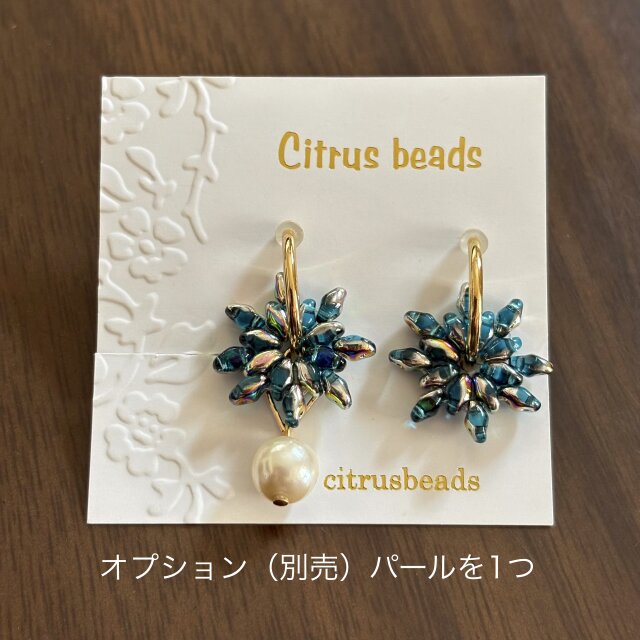 オータムジャスパー と スターチャーム の フープイヤリング