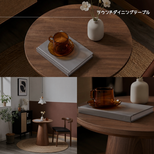 【サイズオーダー可】家具職人が造る丸型テーブル・アンティークコーラル サイズオーダー可】家具職人が造る丸型テーブル・アンティークコーラル