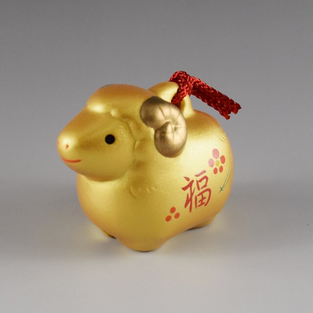 2027 招福干支 干支 羊 未年 彩耀招福寿々未（金福土鈴） 置物