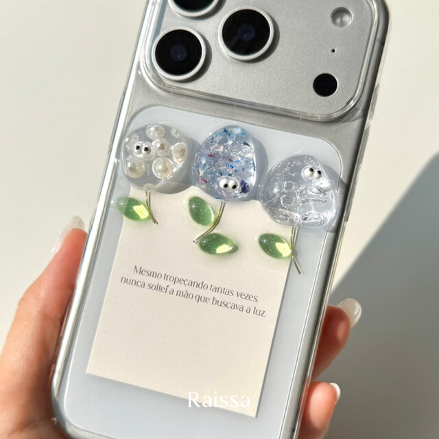 R203【期間限定】ぽこぽこフラワー1 スマホケース クリアケース ドライ
