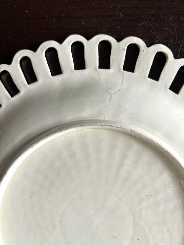 イギリス陶器 クリームウェア パニエ皿 平皿 φ27cm アンティーク