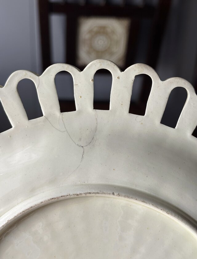イギリス陶器 クリームウェア パニエ皿 平皿 φ27cm アンティーク