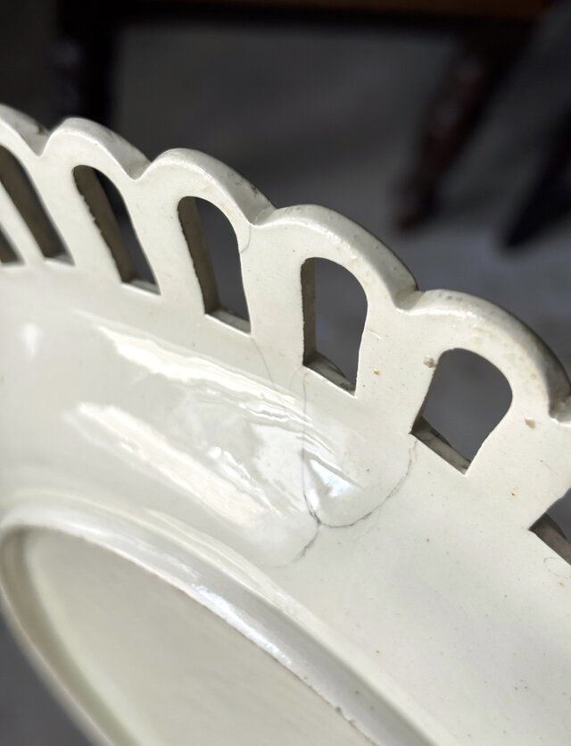 イギリス陶器 クリームウェア パニエ皿 平皿 φ27cm アンティーク