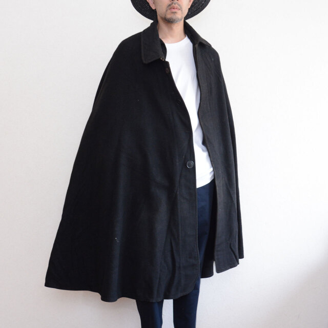 大正〜昭和初期 黒ウール バンカラマント メンズ ジャパンヴィンテージ
