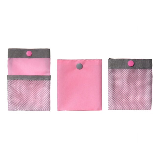 ミニポーチ ピンク グレー メッシュポケット付き | iichi 日々の暮らし ミニポーチ ピンク グレー メッシュポケット付き | iichi 日々の暮らし