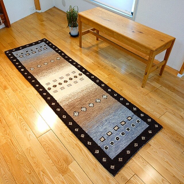 ハンドメイド 夏はさらさら 新商品 ゆるギャッベ ラグ 200x62㎝ 天然