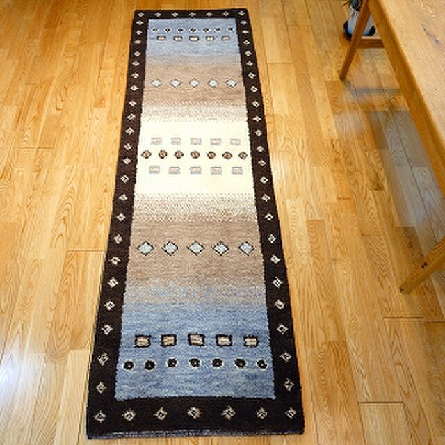 ハンドメイド 夏はさらさら 新商品 ゆるギャッベ ラグ 200x62㎝ 天然