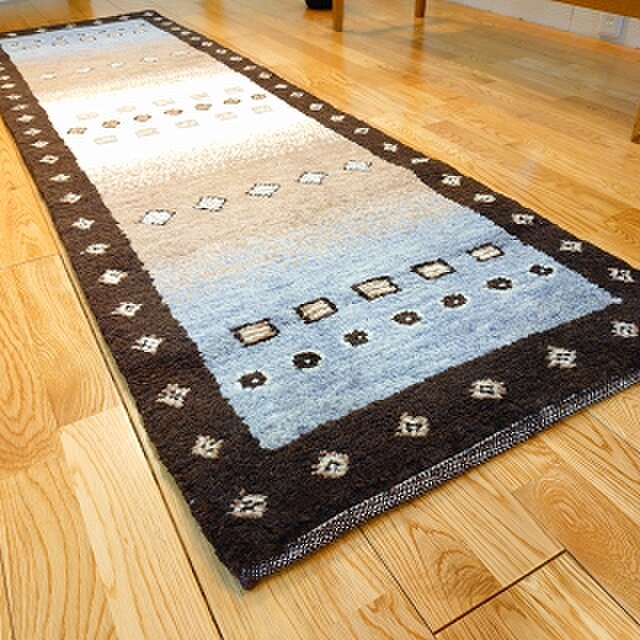 ハンドメイド 夏はさらさら 新商品 ゆるギャッベ ラグ 200x62㎝ 天然