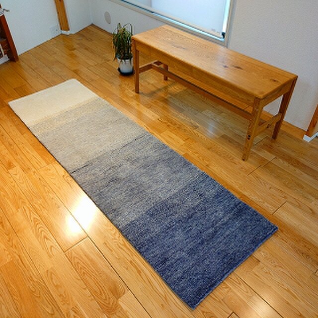 ハンドメイド 夏はさらさら 新商品 ゆるギャッベ ラグ 200x59㎝ 天然
