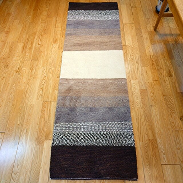 ハンドメイド 夏はさらさら 新商品 ゆるギャッベ ラグ 203x62㎝ 天然