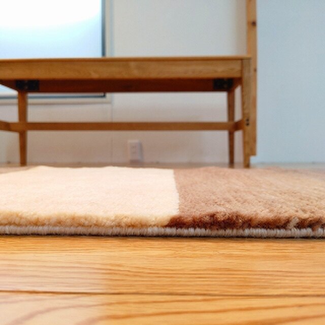 ハンドメイド 夏はさらさら 新商品 ゆるギャッベ ラグ 203x62㎝ 天然