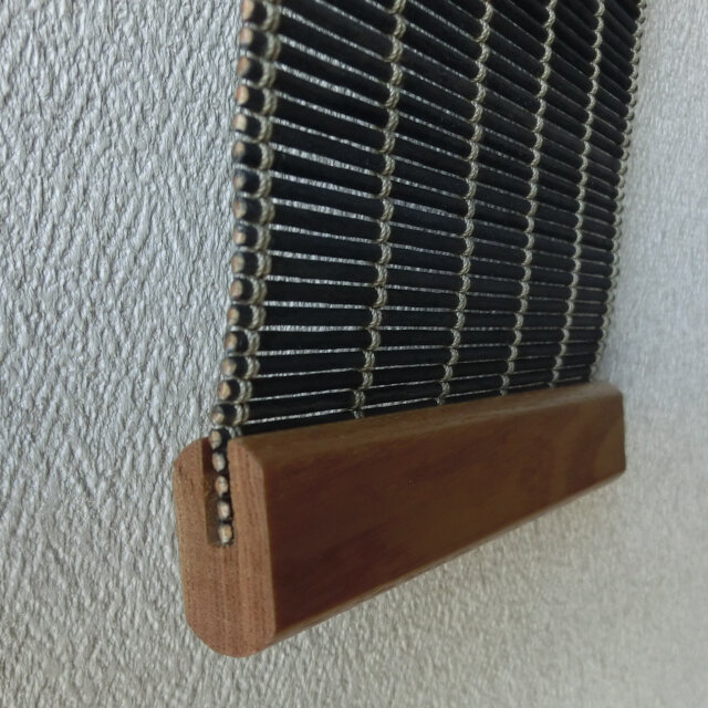 壁掛け 暖簾 掛軸 木製 タペストリー ブルー木簾 ⑥ 13.5x55 | iichi