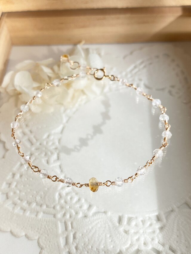 再販✴︎14kgf 宝石質ファントムシトリンとホワイトトパーズの 