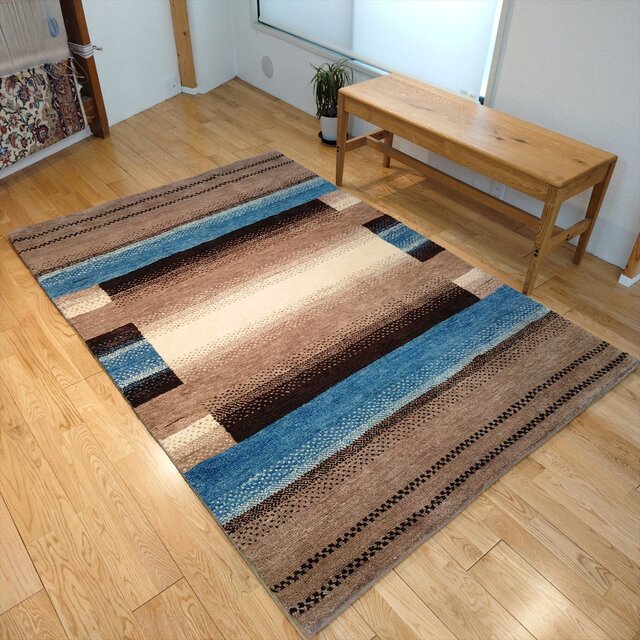 ハンドメイド 夏はさらさら 新商品 ゆるギャッベ ラグ 200x136㎝ 天然