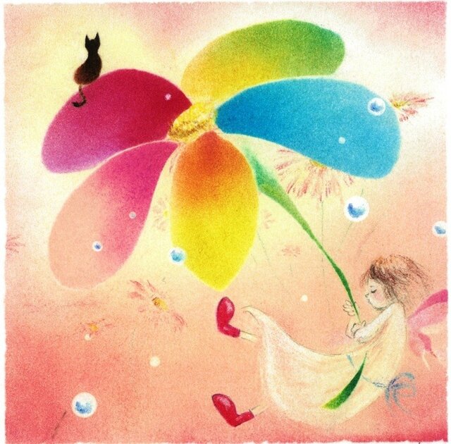 【原画】花のパラソル(パステルアート)の画像1枚目