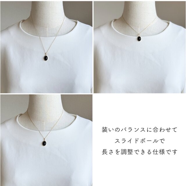 チェコガラス ブラックオーバルネックレス｜艶めく黒とゴールドの