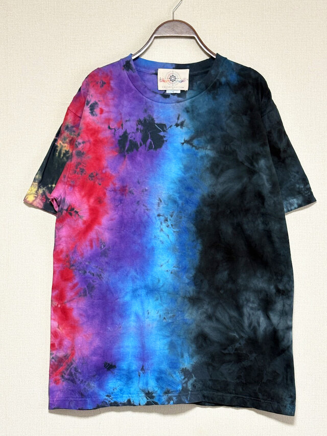 カラフルタイダイ タイダイ Tシャツ Lサイズ ブラック×カラフル COLORFREEYTHM Tie-Dye T