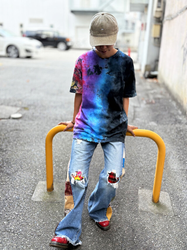 タイダイ Tシャツ Lサイズ ブラック×カラフル COLORFREEYTHM Tie-Dye T