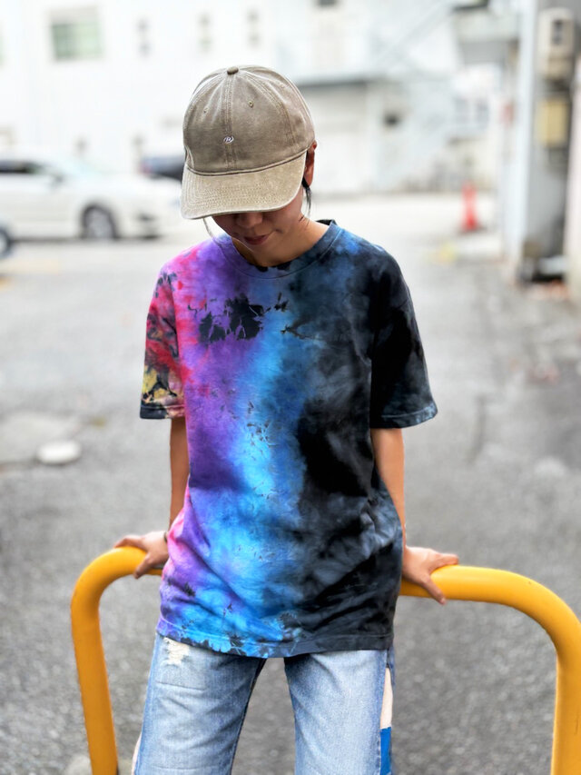 タイダイ Tシャツ Lサイズ ブラック×カラフル COLORFREEYTHM Tie-Dye T