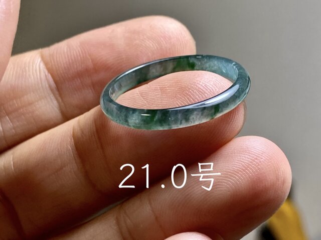 L19-13 氷種 森緑 21.0号 グアテマラ産 A貨 本翡翠 くりぬき リング