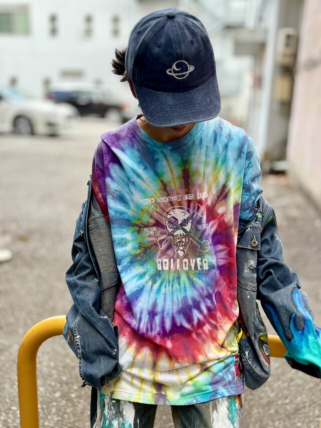 カラフルタイダイ タイダイ 半袖 Tシャツ ROLLOVER design カラフル スパイラル XLサイズ