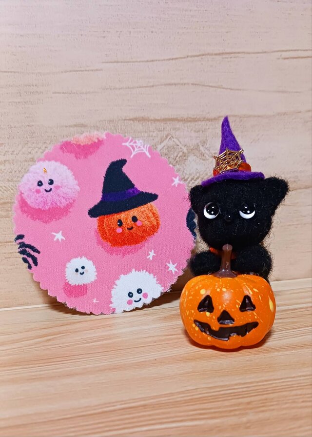 羊毛フェルト 黒猫 ハロウィン 置物 | iichi 日々の暮らしを心地よく