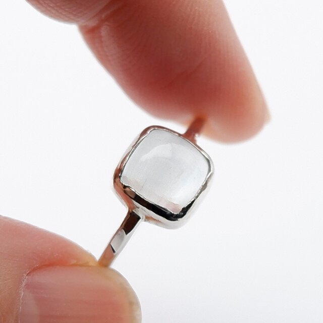 海の雫～ ミルキーアクアマリンのリング 約13号 天然石アクセサリー