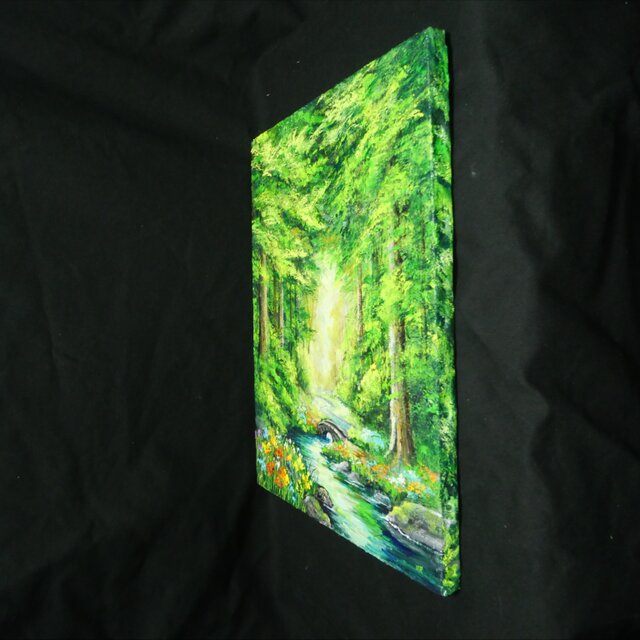 油彩画・一点物】碧翠の楽園 〜光あふれる秘密の森〜（F8号 キャンバス