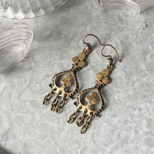 1800年代 アンティーク ピアス P845-ヴィンテージピアス U.S.A. 1970-80's Antique Brass Fringe