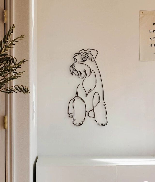 こっちを見てるミニチュアシュナウザーのワイヤーアート シュナウザーのワイヤーアート | iichi 日々の暮らしを心地よくする