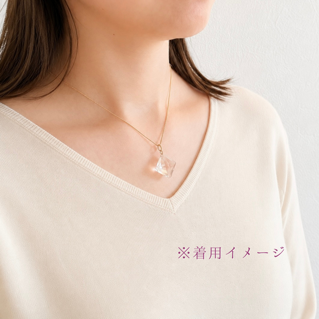 23mm 大粒 クォーツ/白水晶 天然石ネックレス - 3Dダイヤ M | iichi