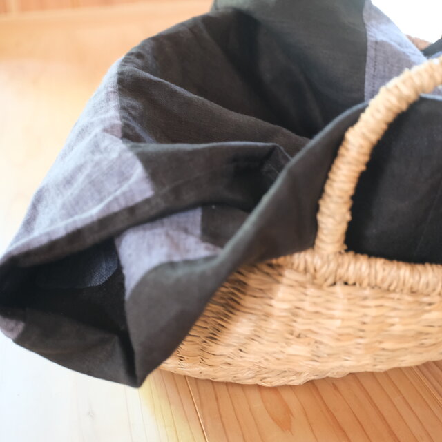 黒と青のリネン パッチワーククロス｜約100cm四方 | iichi 日々の