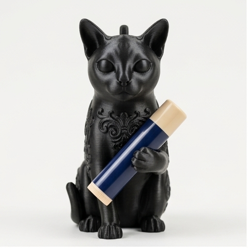 猫（バーミーズ）の3Dプリント リップケース シルクブラック